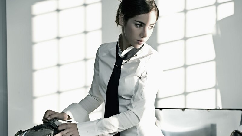 Woman in White Shirt — Dramatic, Photograph, Tie, Window