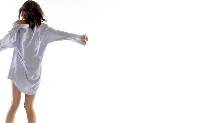 woman in white shirt from behind
