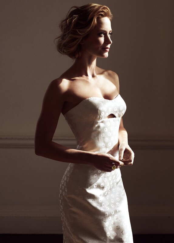 woman in white strapless dress