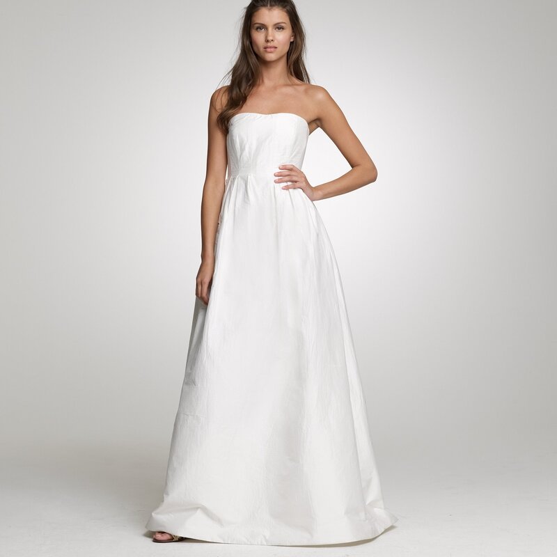 woman in white strapless gown