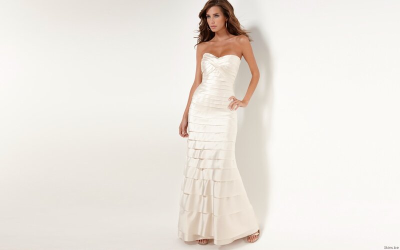 woman in white strapless gown