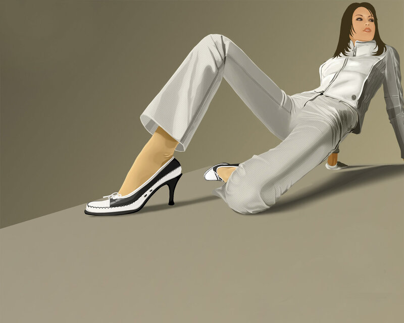 woman in white suit and heels
