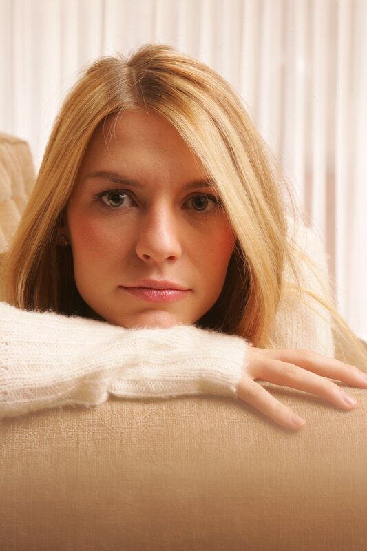 woman in white sweater