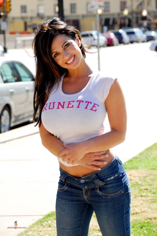 Woman in white tank top