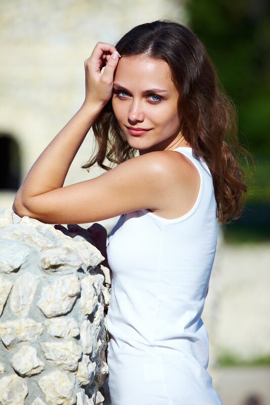 woman in white tank top