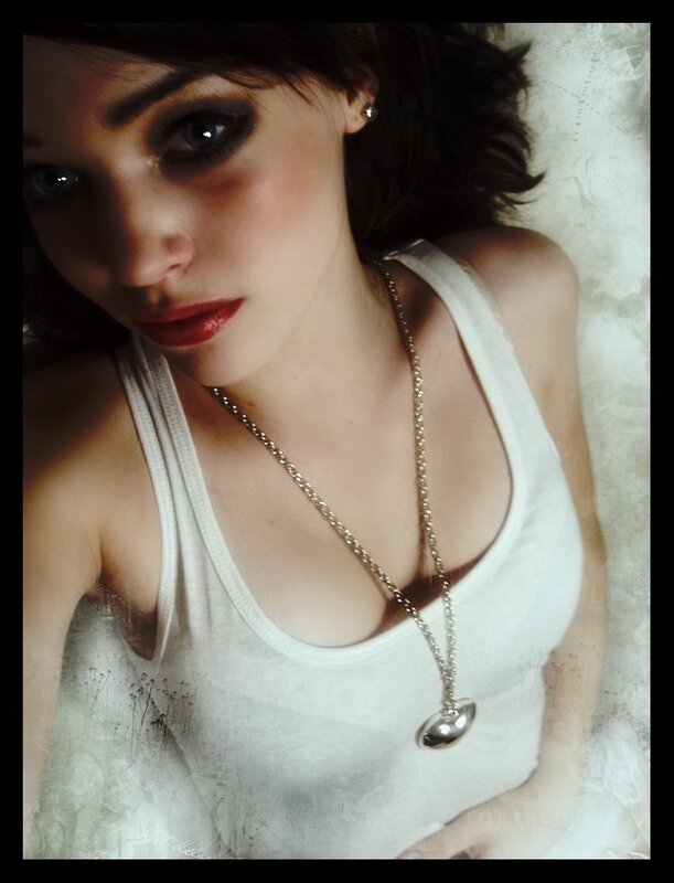 Woman in White Tank Top — Dramatic, Photograph, Necklace, Makeup