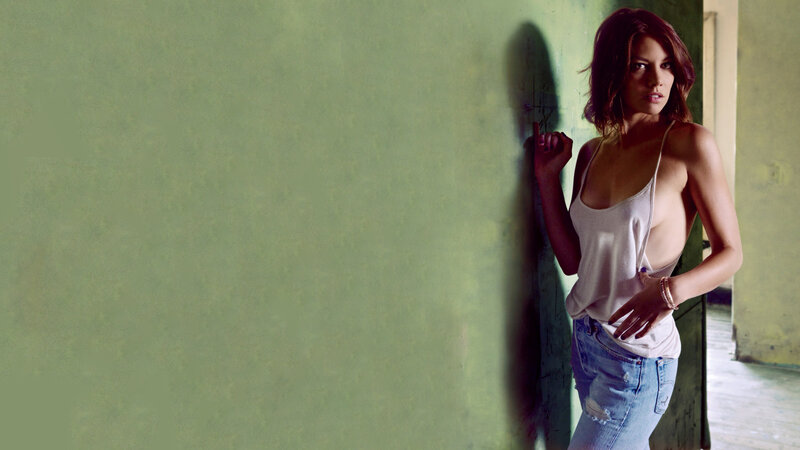 Woman in White Tank Top — Green, Dramatic