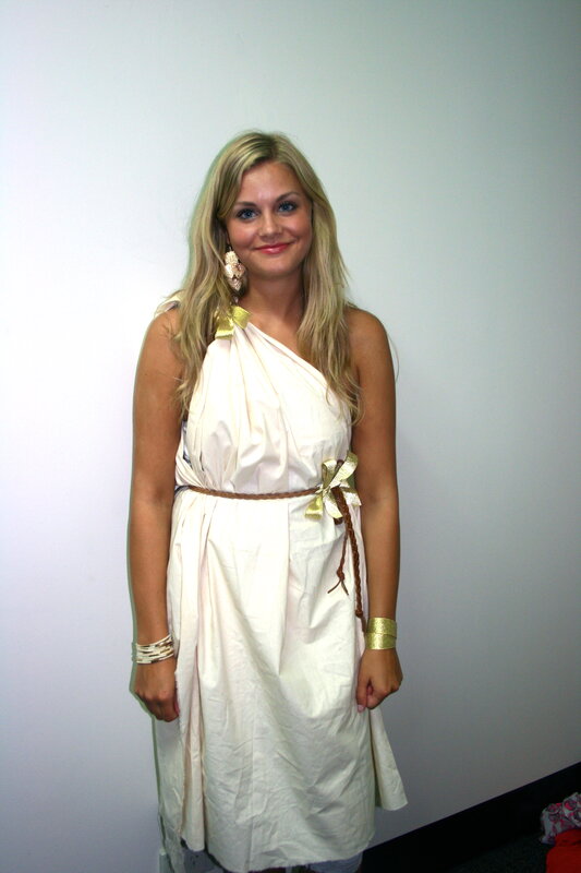 woman in white toga costume