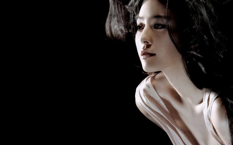 Woman in White Top — Black, Dramatic, Photograph, Hair