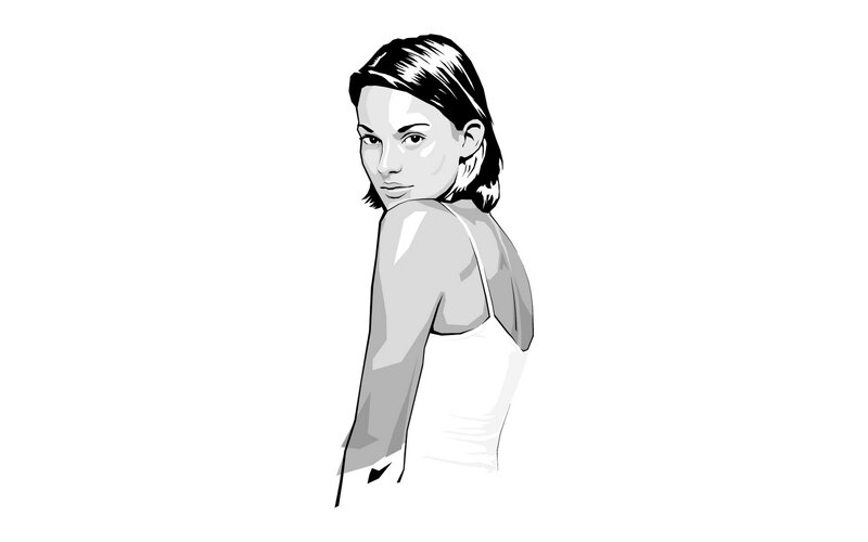 Woman in White Top — Black, Neutral