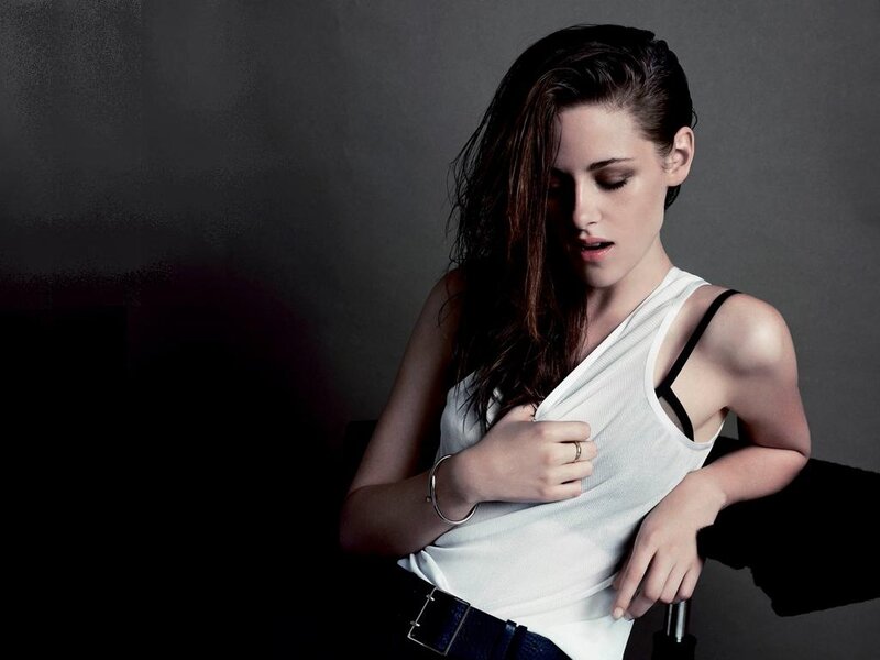 Woman in White Top — Gray, Dramatic