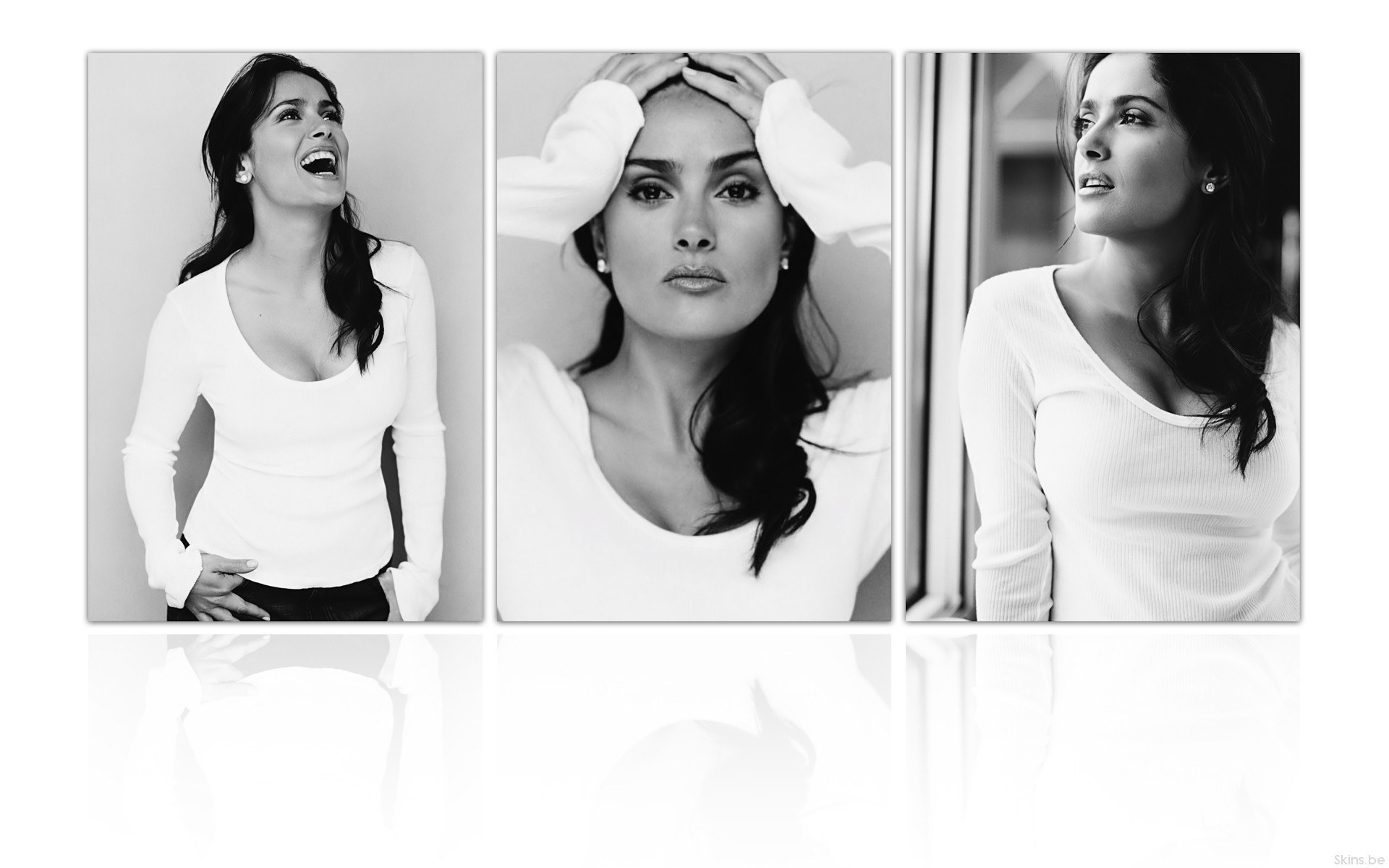 woman in white top triptych