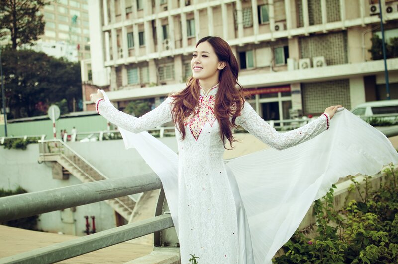 Woman in white traditional dress