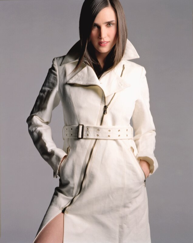 woman in white trench coat
