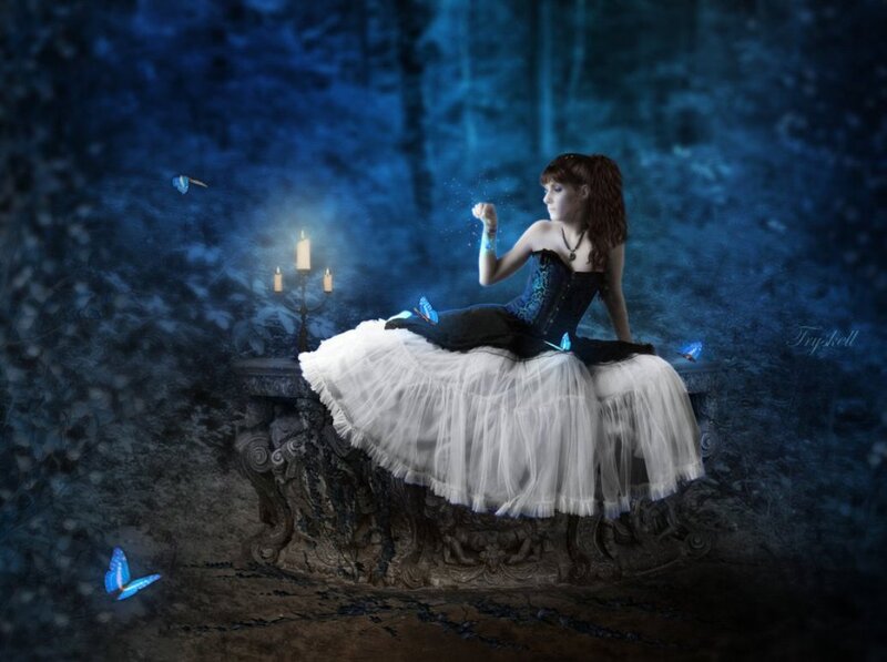 Woman in White Tutu — Blue