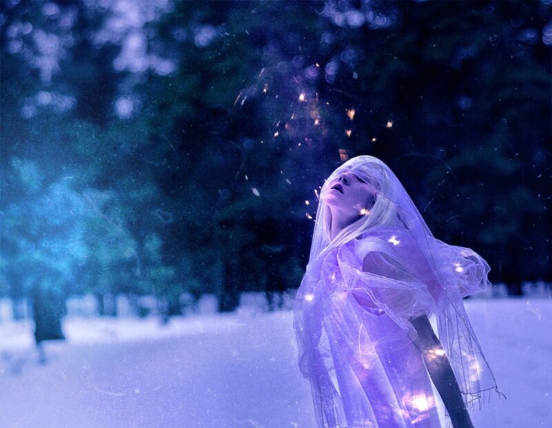 Woman in White Veil — Blue