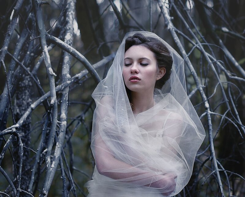 Woman in White Veil — Somber