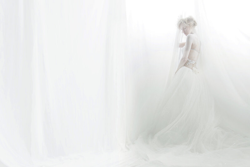 Woman in White Wedding Dress — Serene, Photograph