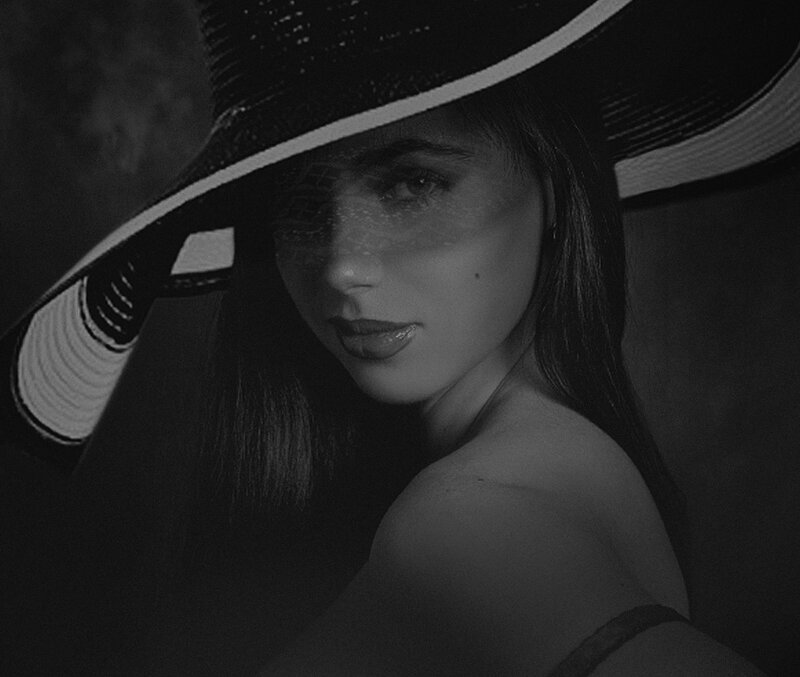 Woman in Wide-brimmed Hat — Black, Dramatic