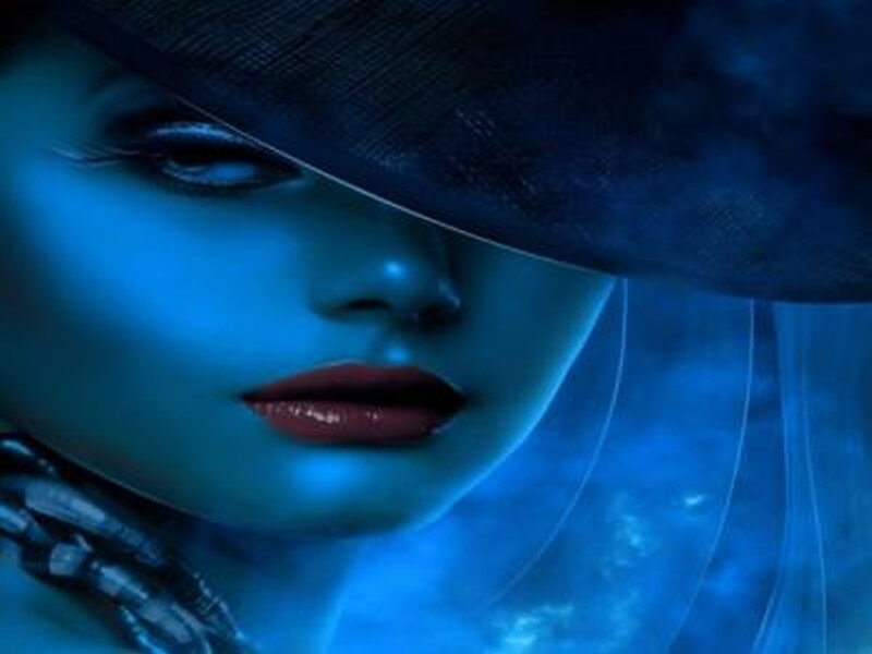 Woman in Wide-brimmed Hat — Blue