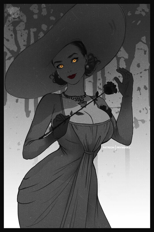 Woman in Wide-brimmed Hat — Gray, Dramatic
