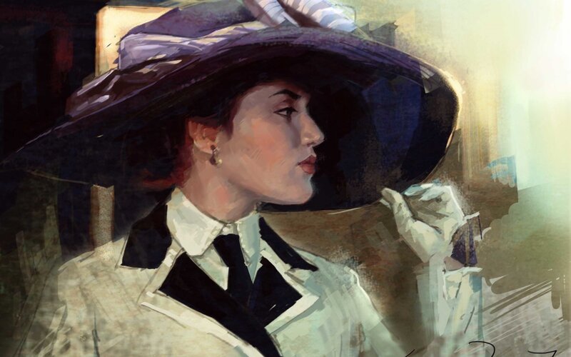 Woman in Wide-brimmed Hat — Purple, Dramatic