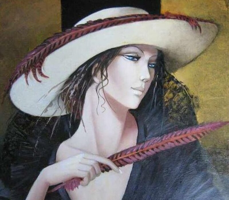 Woman in Wide-brimmed Hat — White