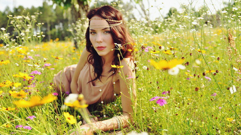 Woman in Wildflowers — Green
