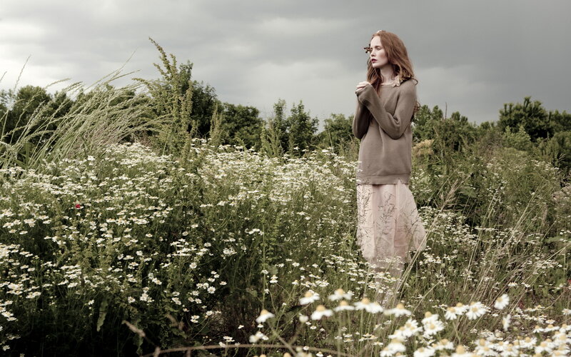 Woman in Wildflowers — White