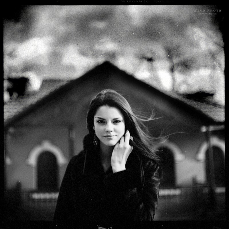 woman in wind photo