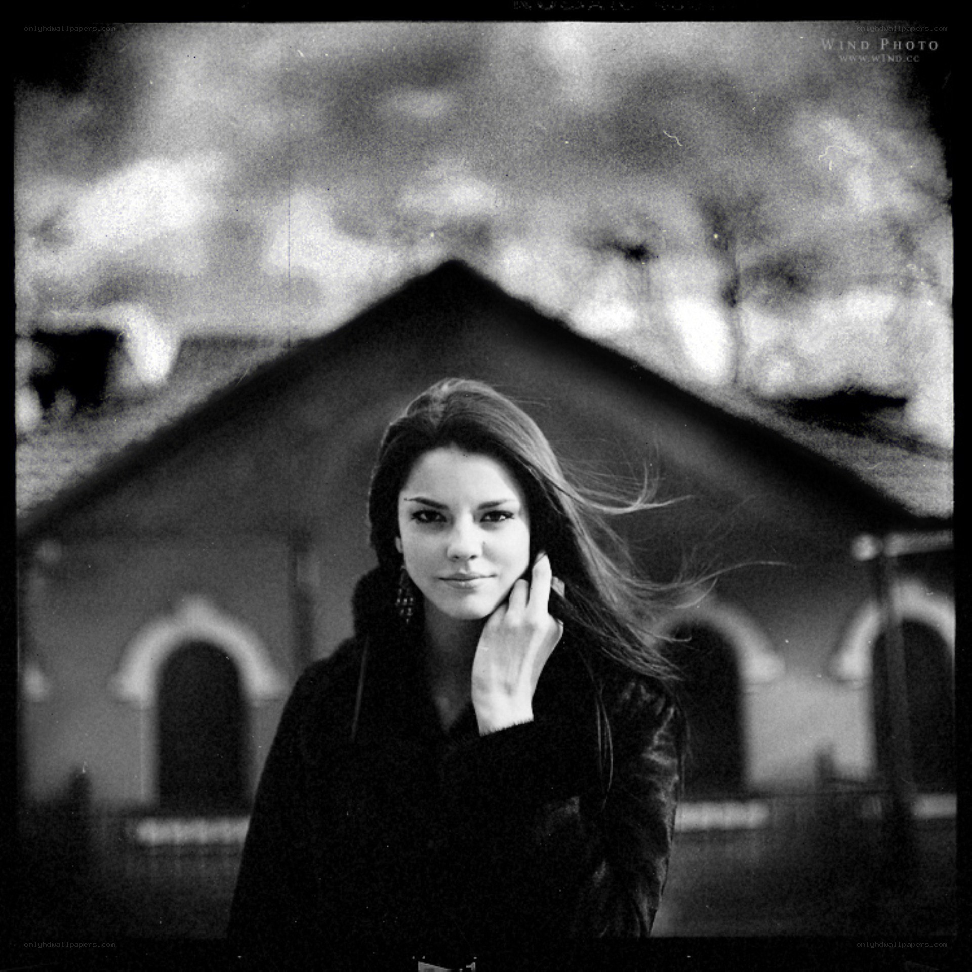 woman in wind photo