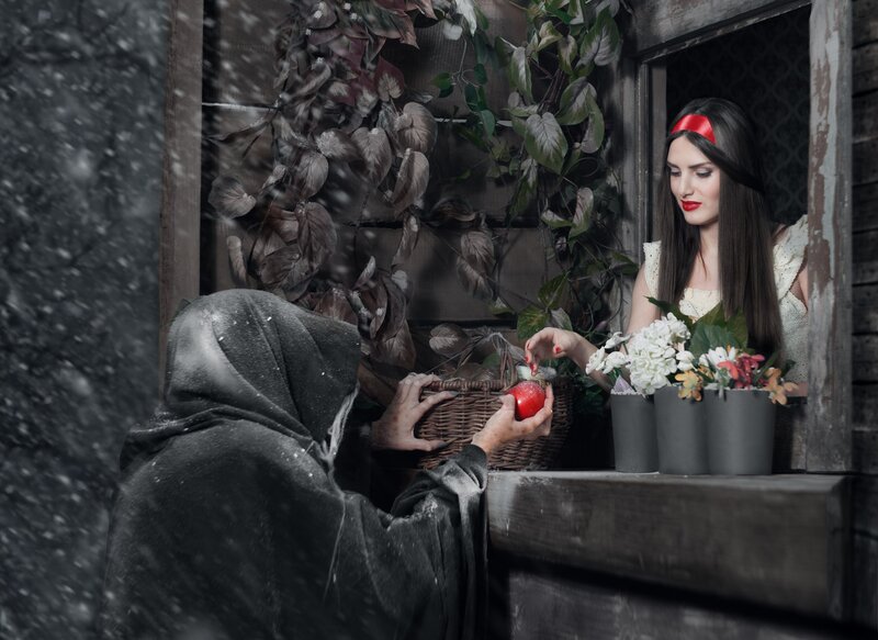 Woman in Window with Apple