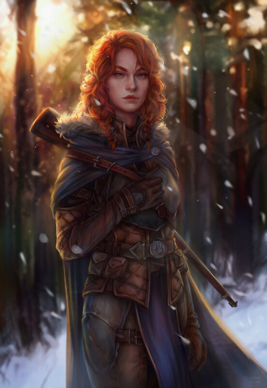 Woman in Winter Armor — Red