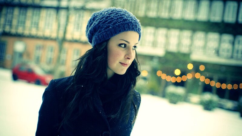 woman in winter city