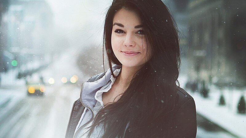 woman in winter city