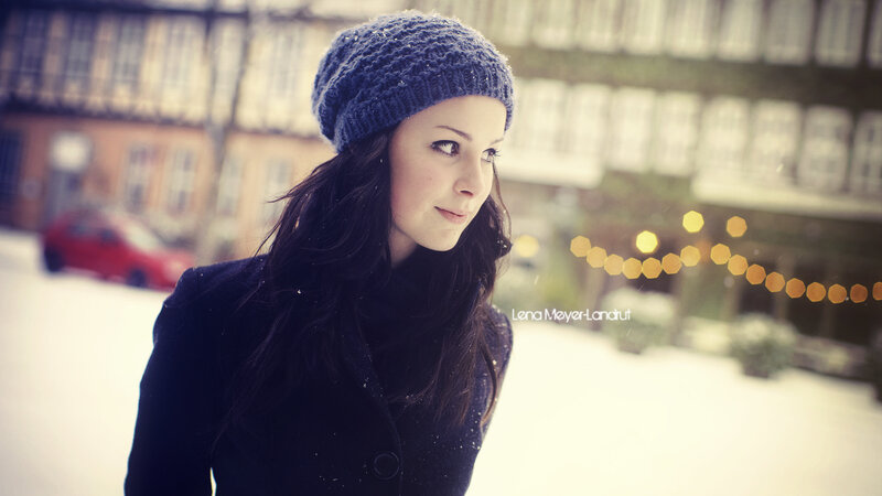 woman in winter city