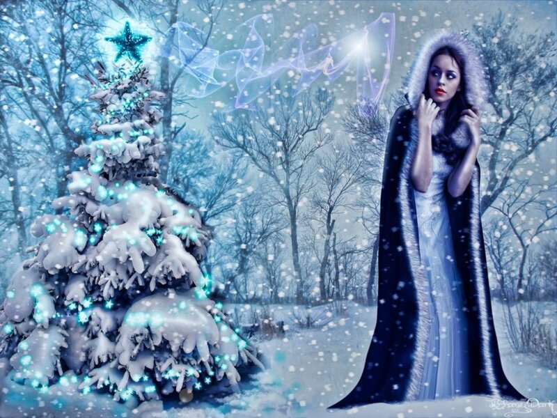Woman in Winter Cloak — Blue, Magical