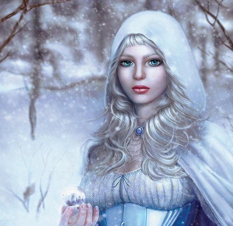 Woman in Winter Cloak — White