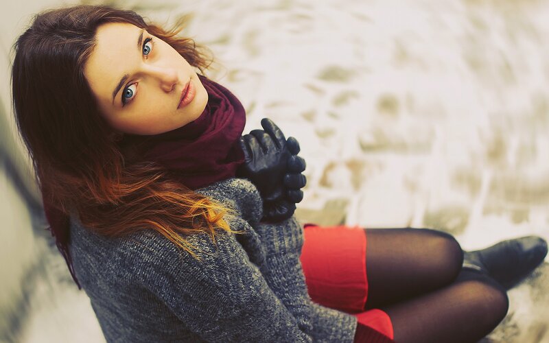 Woman in Winter Clothes — Gray, Contemplative