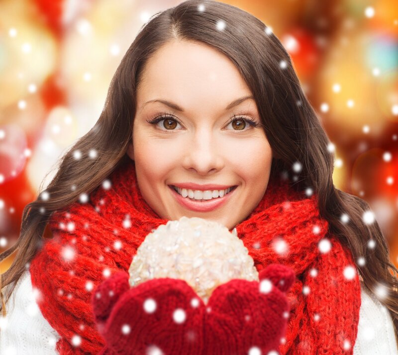 Woman in Winter Clothes — Red