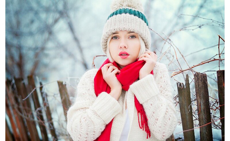 Woman in Winter Clothes — White, Cold, Photograph, Scarf