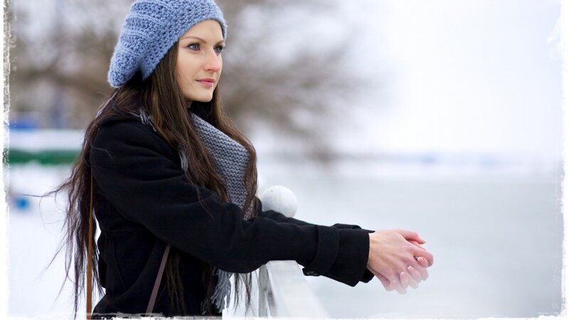 Woman in Winter Clothing — Black, Calm, Photograph, Snow