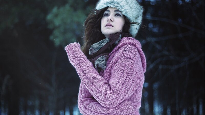 Woman in Winter Clothing — Pink, Cold, Photograph