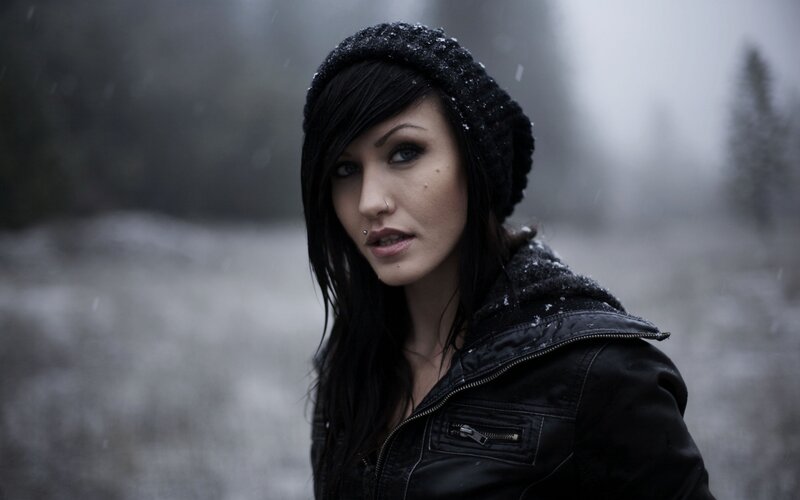 Woman in Winter Coat — Black, Cold, Photograph, Snow, Trees