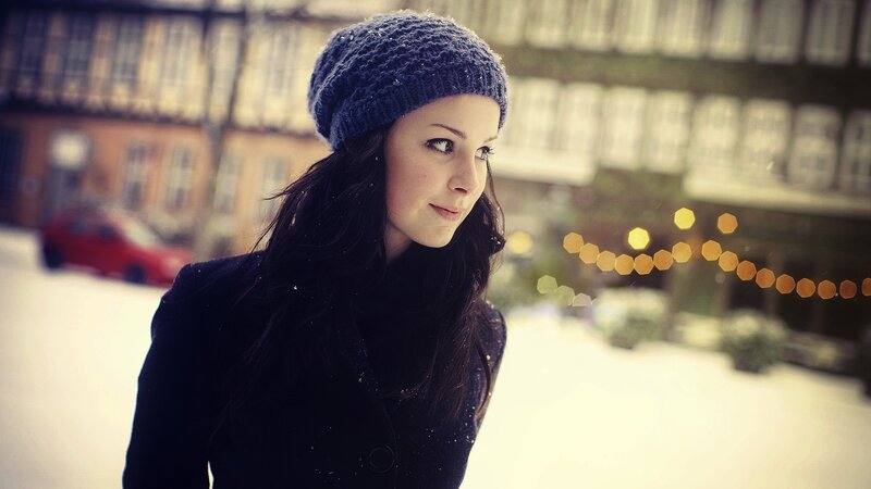 Woman in Winter Coat — Blue, Calm