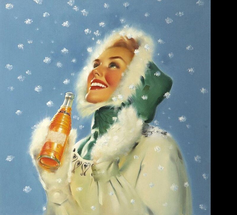 Woman in Winter Coat — Blue, Cheerful
