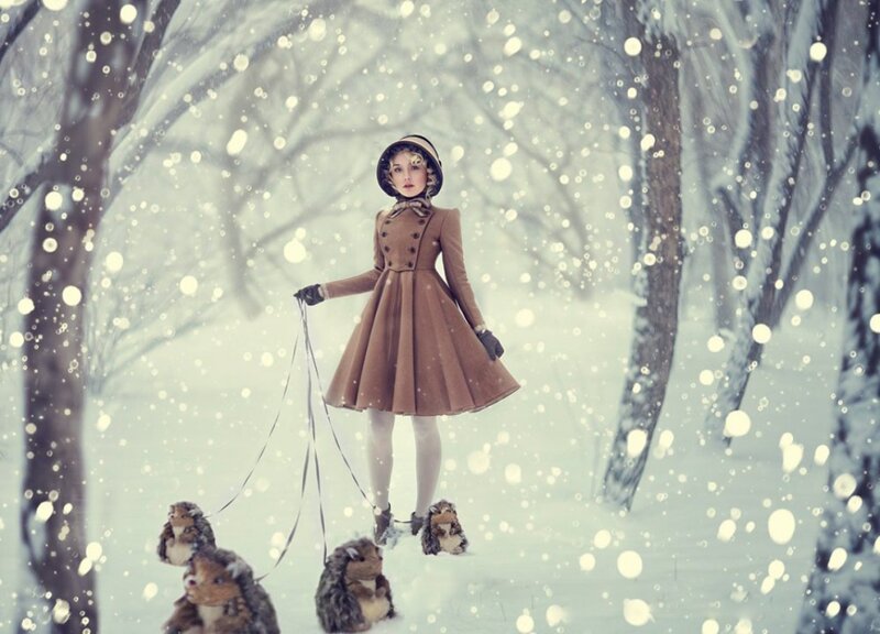 Woman in Winter Coat — Brown, Serene
