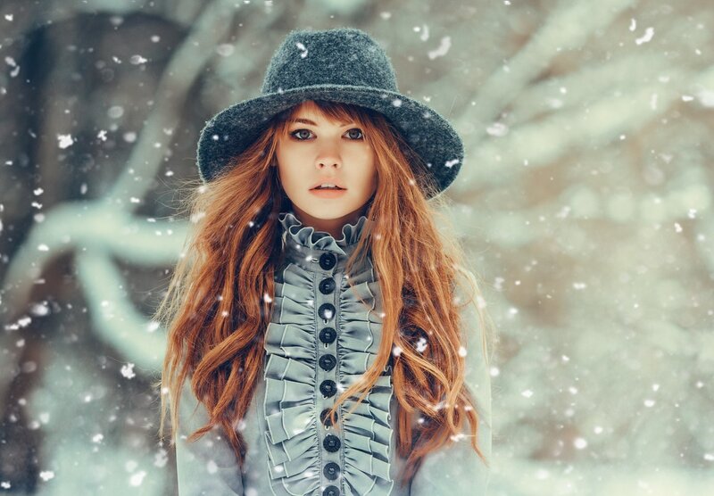 Woman in Winter Coat — Gray, Cold