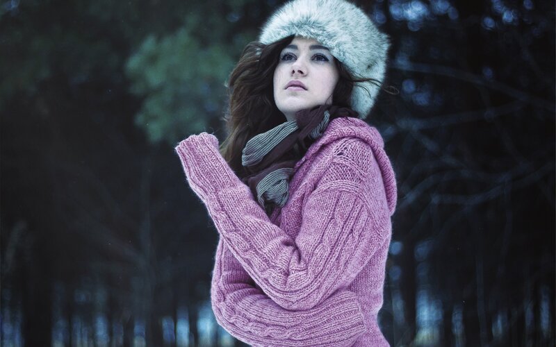 Woman in Winter Coat — Pink, Cold
