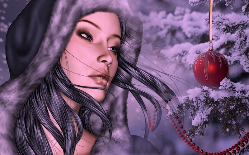 Woman in Winter Coat — Purple, Serene